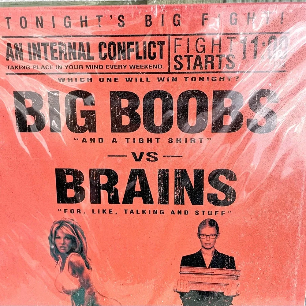 NEW Big Boobs vs Brains Metal Sign
